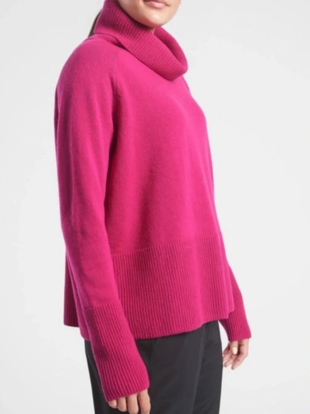 ATHLETA pink alpine wool cashmere turtleneck sweater Size Large